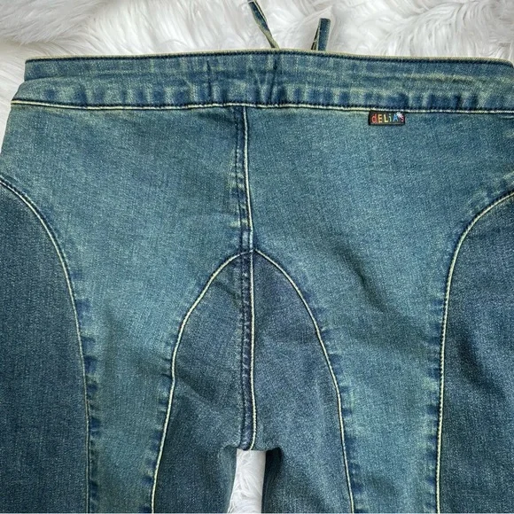 ⛅️[ Dolls Kill ] X Delia’s Hillside Sweetheart Flare Denim Jeans Lace-Up Waist - Picture 14 of 17